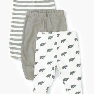 3-Pack Footed Baby Pants - Grey